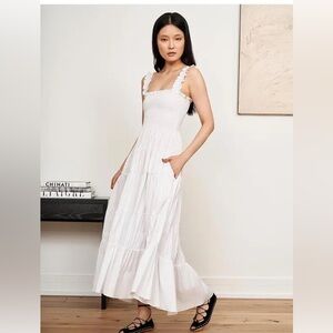 La Ligne Vera Smocked White Dress XS